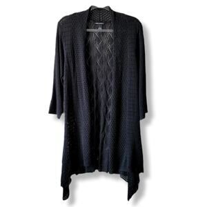 Women Black Mesh Knit Open Cardigan XL Casual Beachy Whimsy Dark Fairy Indie